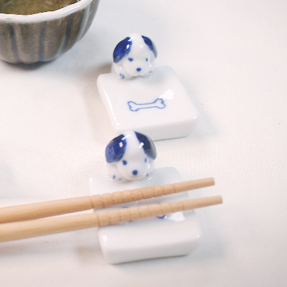 SANS 냥이 멍이 도자기 수저받침 젓가락받침 세트, 1세트, 강아지2P 7,500원