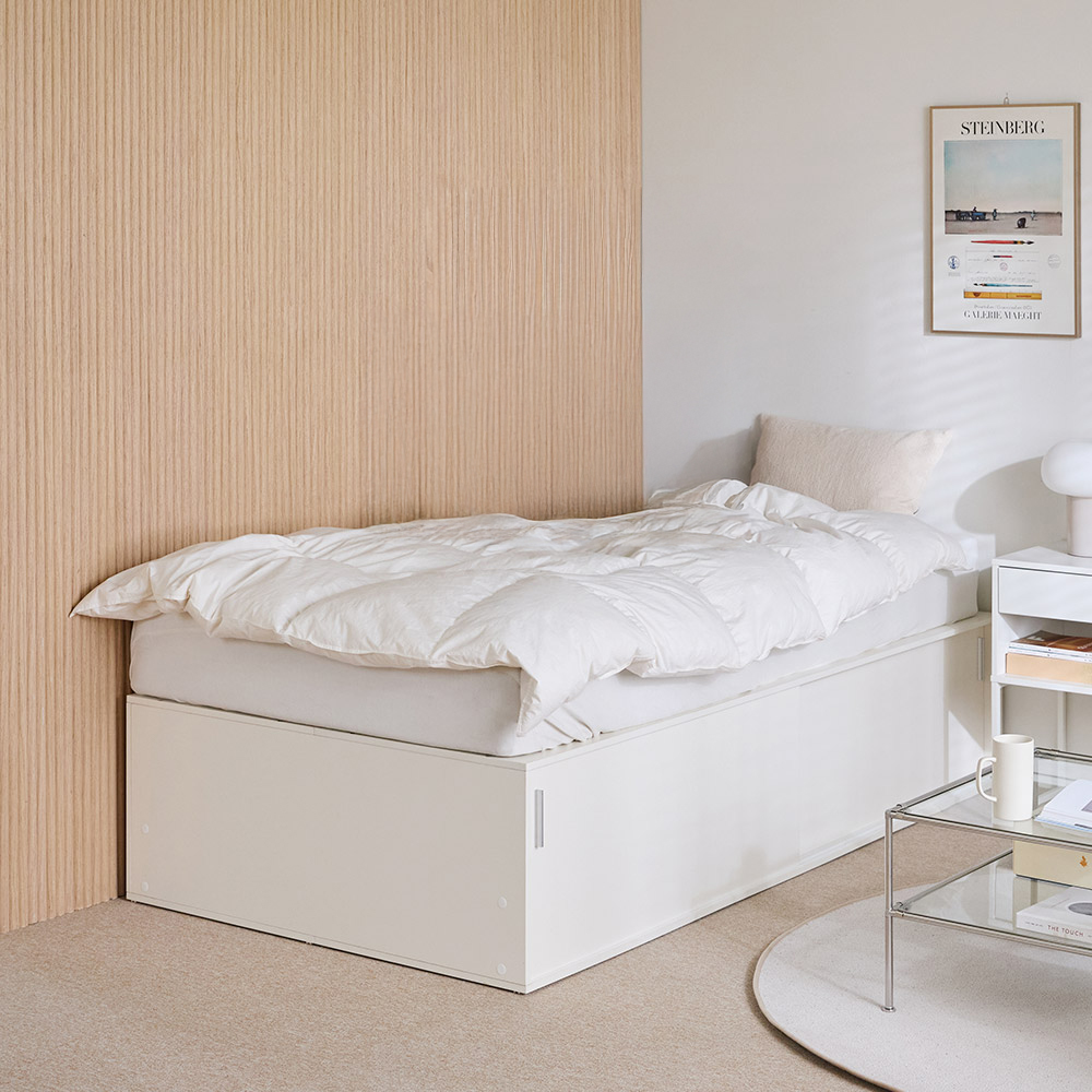 우아미가구 카네 빅 슬라이딩 대용량 수납 침대 프레임 + 본넬 매트리스 세트 방문설치 397,310원