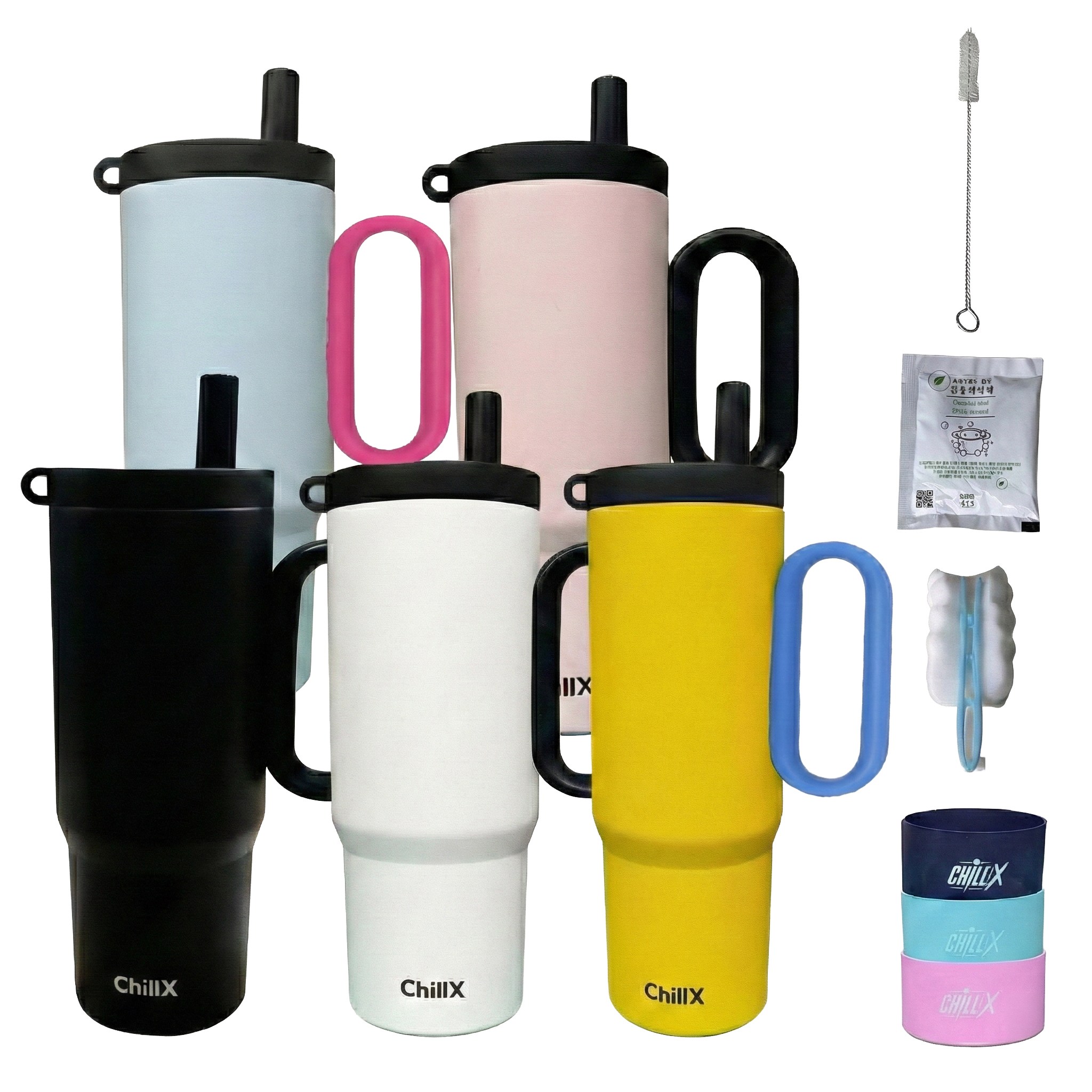 ChillX 완전밀폐 텀블러 + 빨대 + 세척제 + 세척솔 + 빨대솔 + 미끄럼방지캡, 1개, 749ml, 어반 블랙 150,000원