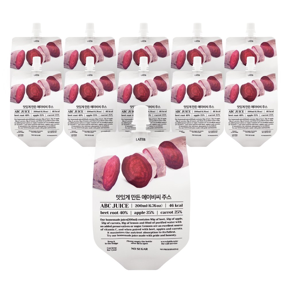 [라티브] 통째로 갈아 만든 과채 ABC 주스, 200ml, 10개 46,400원
