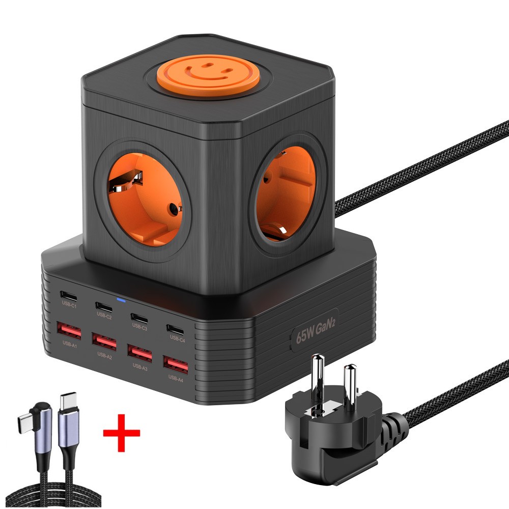 [100W케이블선물] 4000w 5구 접지 멀티탭 GAN 접지 8포트 고속충전기 65WTOWER 61,500원