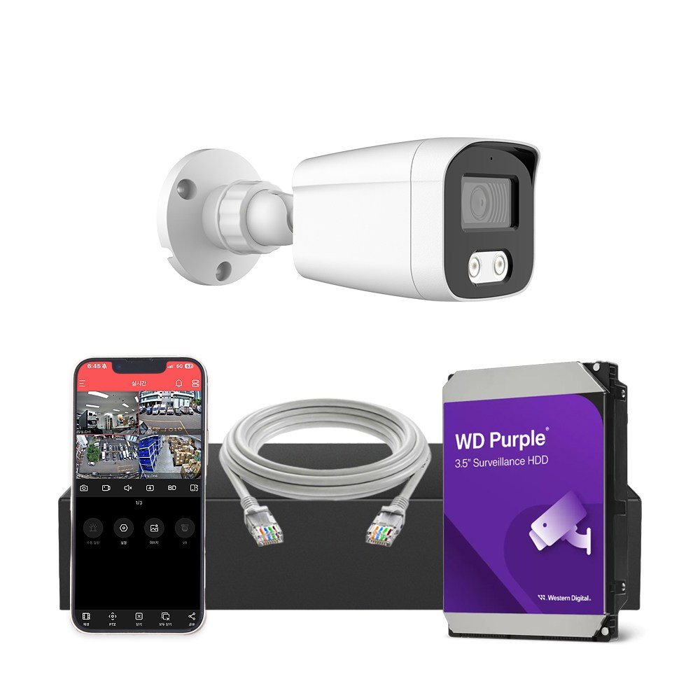 [하드 1TB 포함] HNTek 800만화소 IP CCTV 세트 (4채널 NVR + 실내/실외 PoE 카메라 + UTP케이블 20M), 1세트, 외부용 1대 288,000원