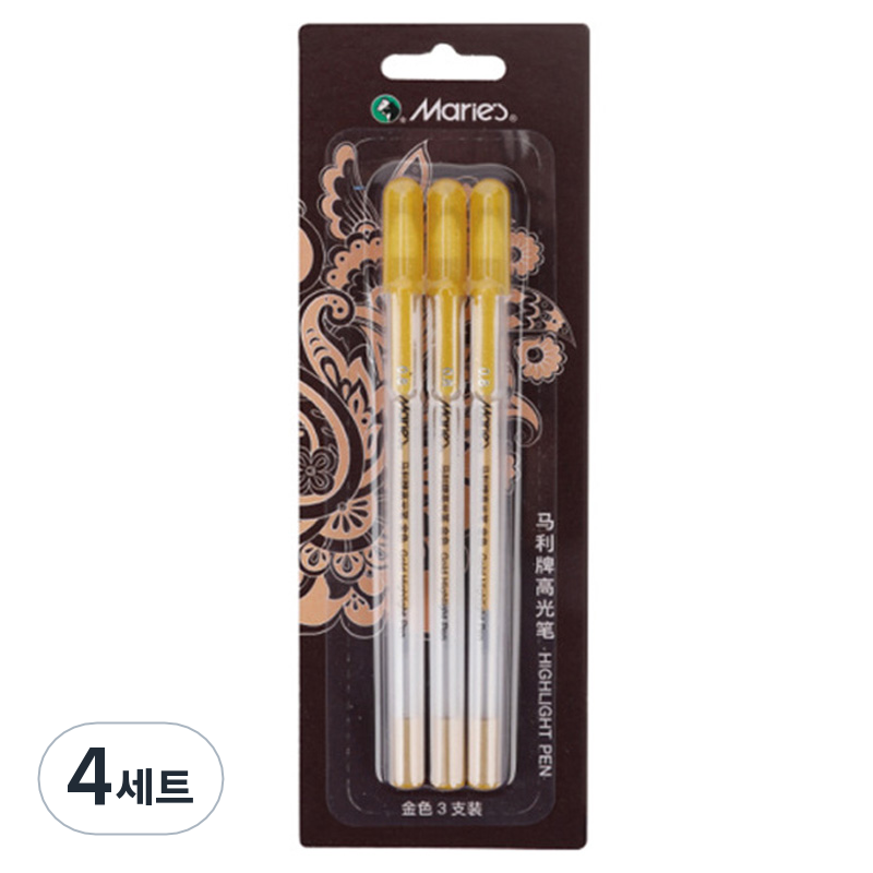 마리에스 마다꾸미 금필 골드 사경용 금색펜 3p, 펄골드, 4세트 13,200원