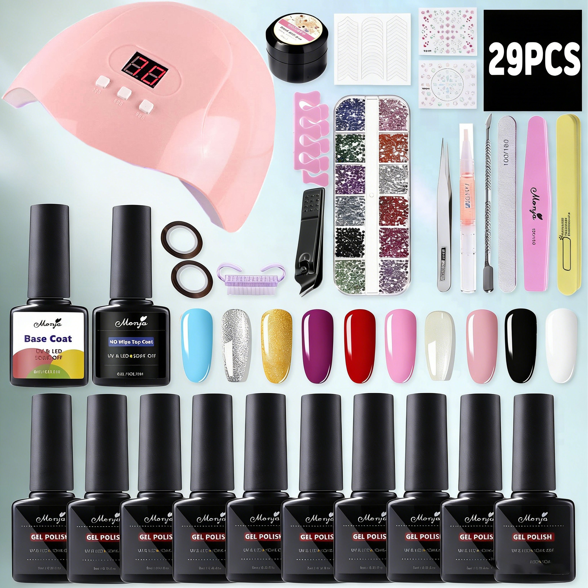 젤네일 세트 29종 풀세트 초보자 입문용 네일 키트 36W UV 네일램프 포함 안전한 젤네일 홈네일 셀프 네일 관리 세트 34,900원