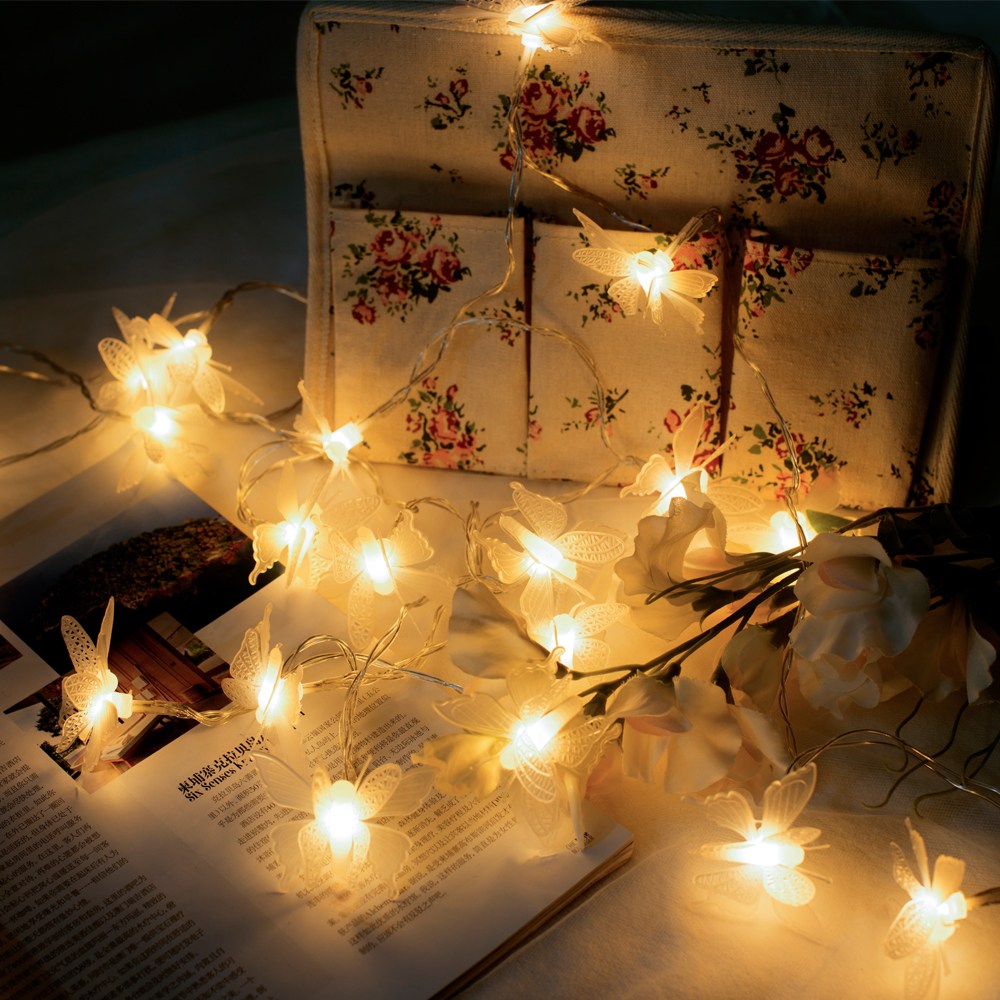 지아이비 LED 20구 USB+리모콘 나비 크리스마스 트리전구 캠핑 파티전구 줄전구 무드등 취침등, 1개, 웜화이트 9,000원