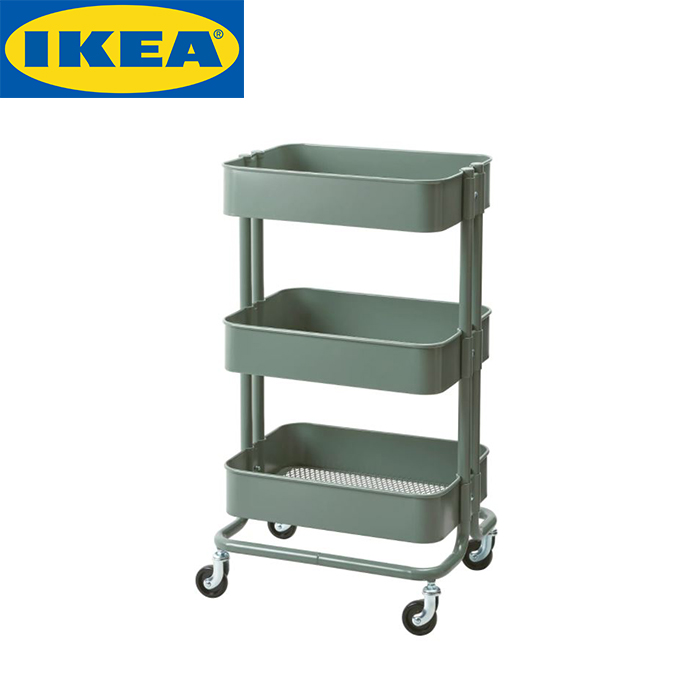 이케아 로스코그 3단 카트 605.867.91 이동식 선반 트롤리 수납함 28x38x61cm 40,000원
