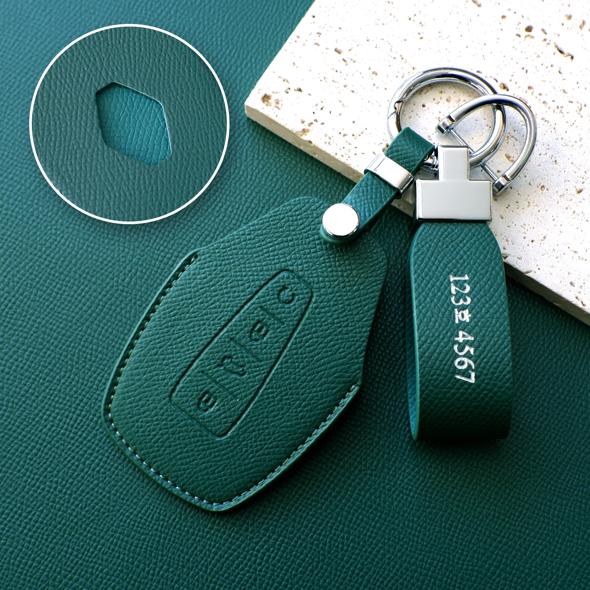 (무료각인) 트니르 르노 그랑 콜레오스 호환 D타입 가죽 자동차 키 케이스 키홀더 용품, 르노 D타입 그린 23,900원