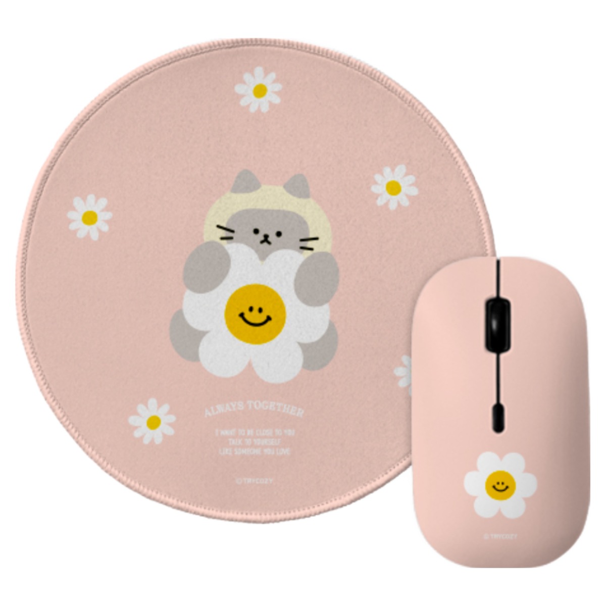 귀여운 동물데이지 논슬립 마우스패드 +블루투스 저소음 무선 마우스 세트, 동물데이지_샴 29,800원