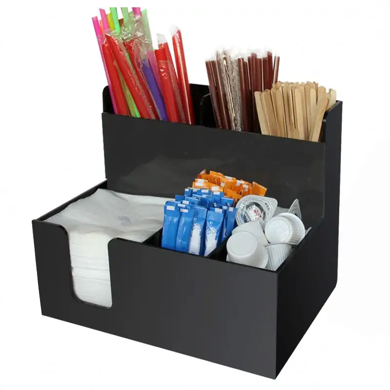 카페 테이크아웃 빨대 냅킨 디스펜서 6구 커피숍 탕비실 보관함 커피스틱통 빨대통 빨대꽂이 바캐디 디스펜서 홀더 정리함, 1개 28,360원