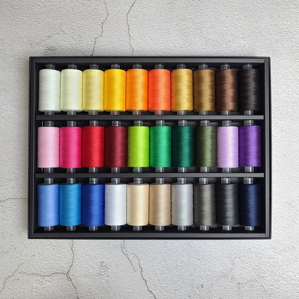 (백양재봉실) 고강력 코아사 45수2합 1000m 30색 재봉실 미싱실 코아사 세트 42,000원