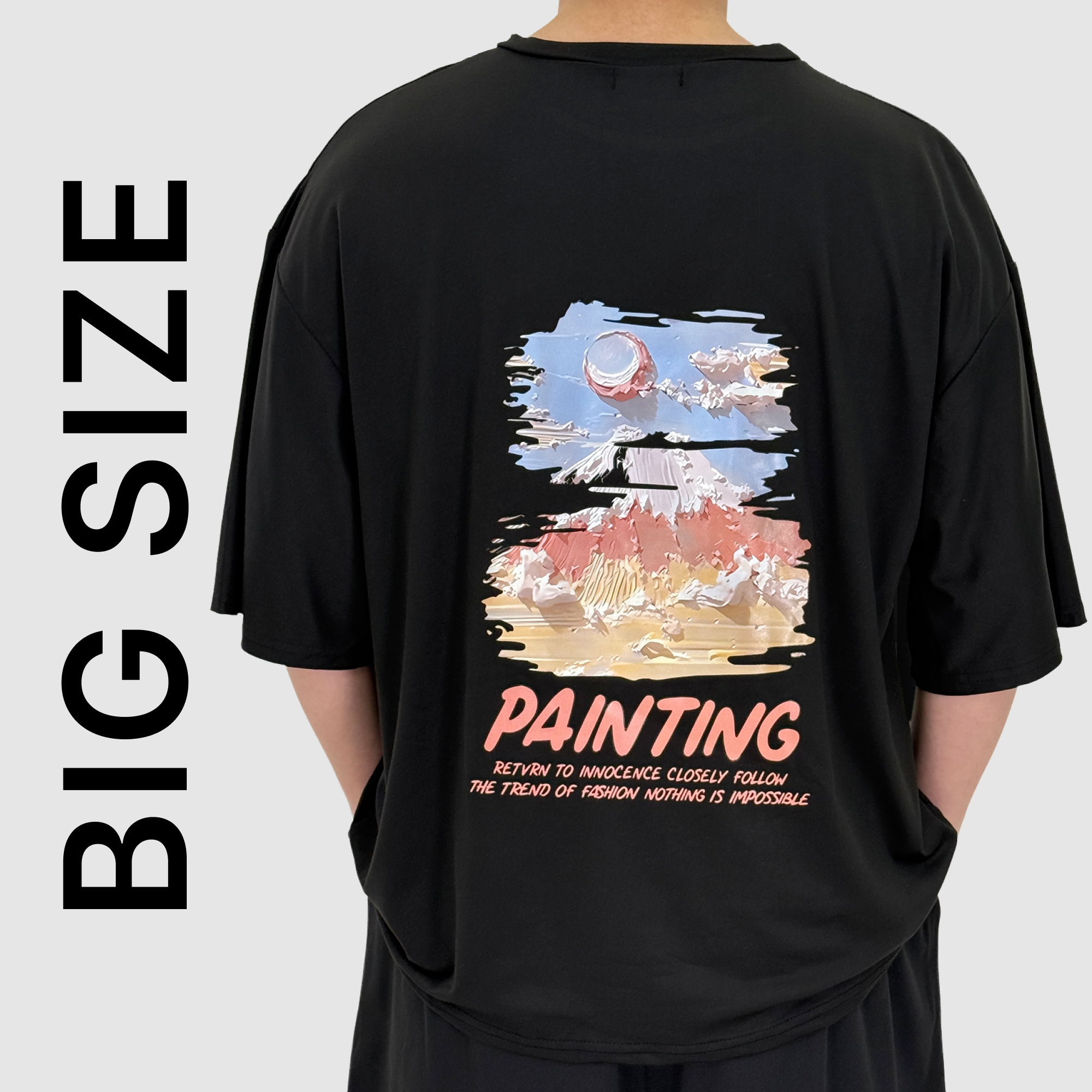 [2XL-5XL] 블루제이 페인팅 빅사이즈 오버핏 반팔티 14,580원