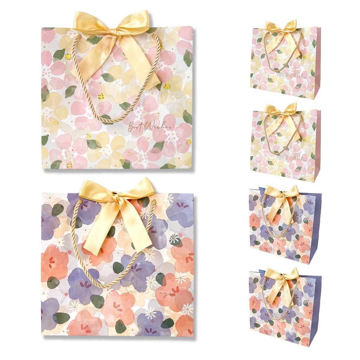 라이프웍스 리본 플라워 선물용 종이가방 쇼핑백, 6개, 수채화 플라워 11,800원