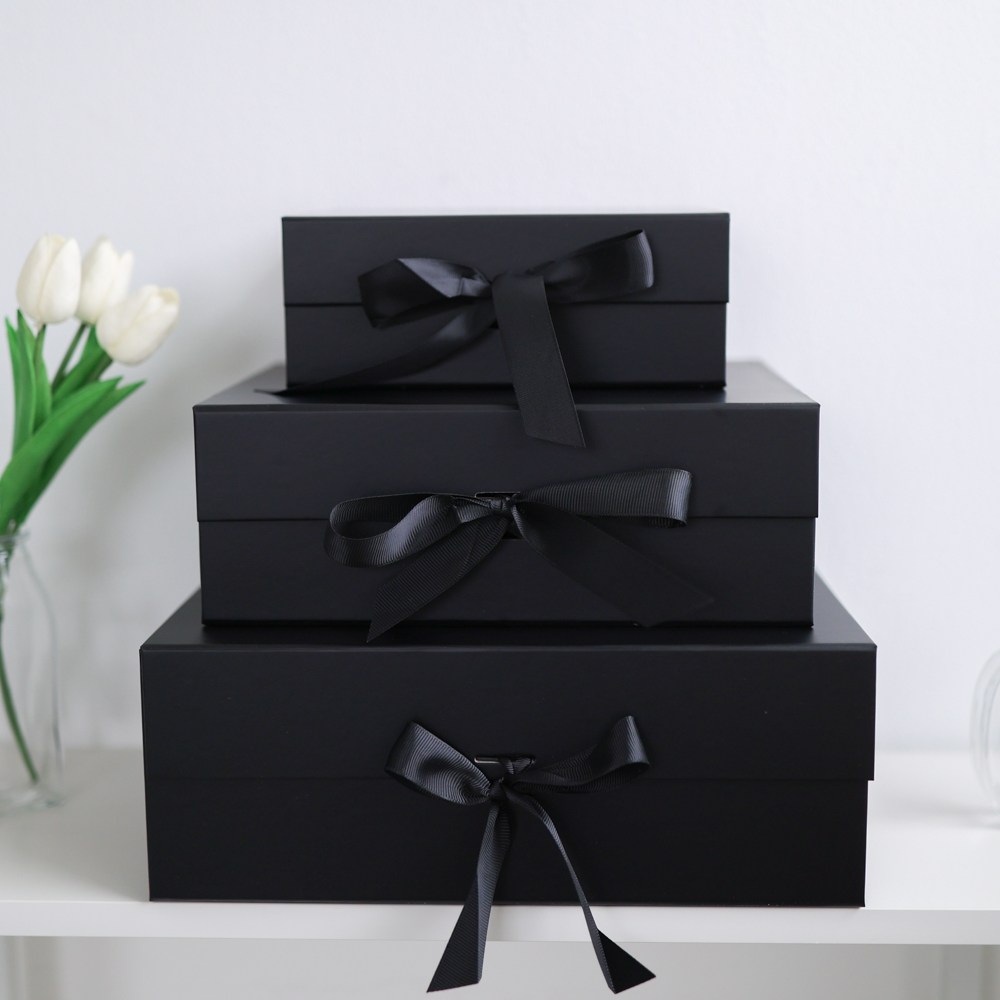 데이지룸 접이식 리본 고급 선물 상자 기프트 박스 포장 자석 박스, 블랙, 1개 8,900원