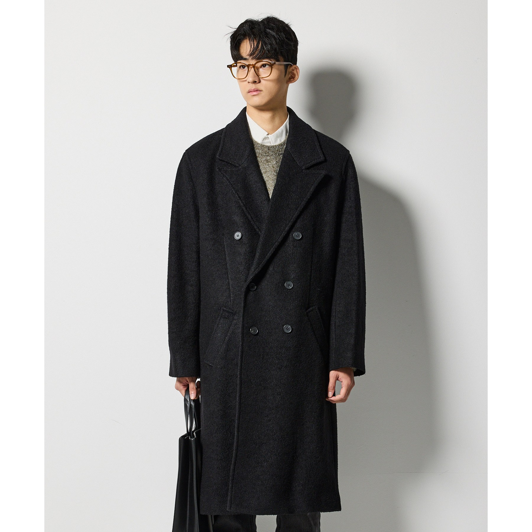 [STCO] 더블 브레스티드 부클 WOOL 코트_블랙 (오버핏)-SCTVD75OSB 140,000원