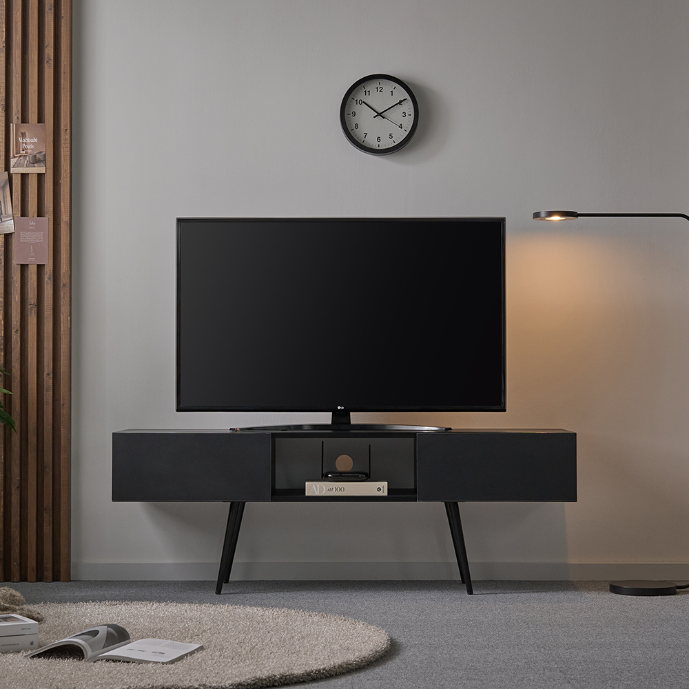 가구의정석 사선 오픈형 거실장 방문설치, 블랙 136,000원