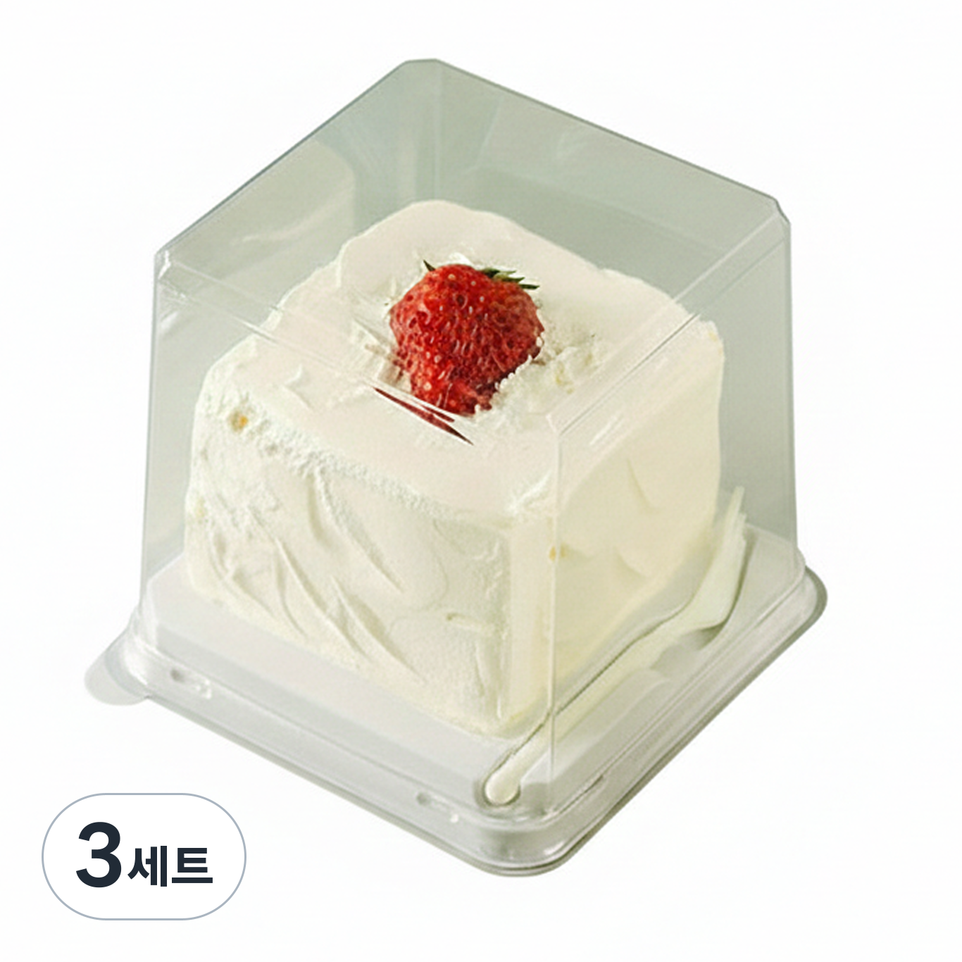 키친코디 포크포함 사각형 보틀케이크용기 티라미수케이스 투명 디저트 미니 무스 머핀 조각케이크 포장, 3세트, 50개 38,300원