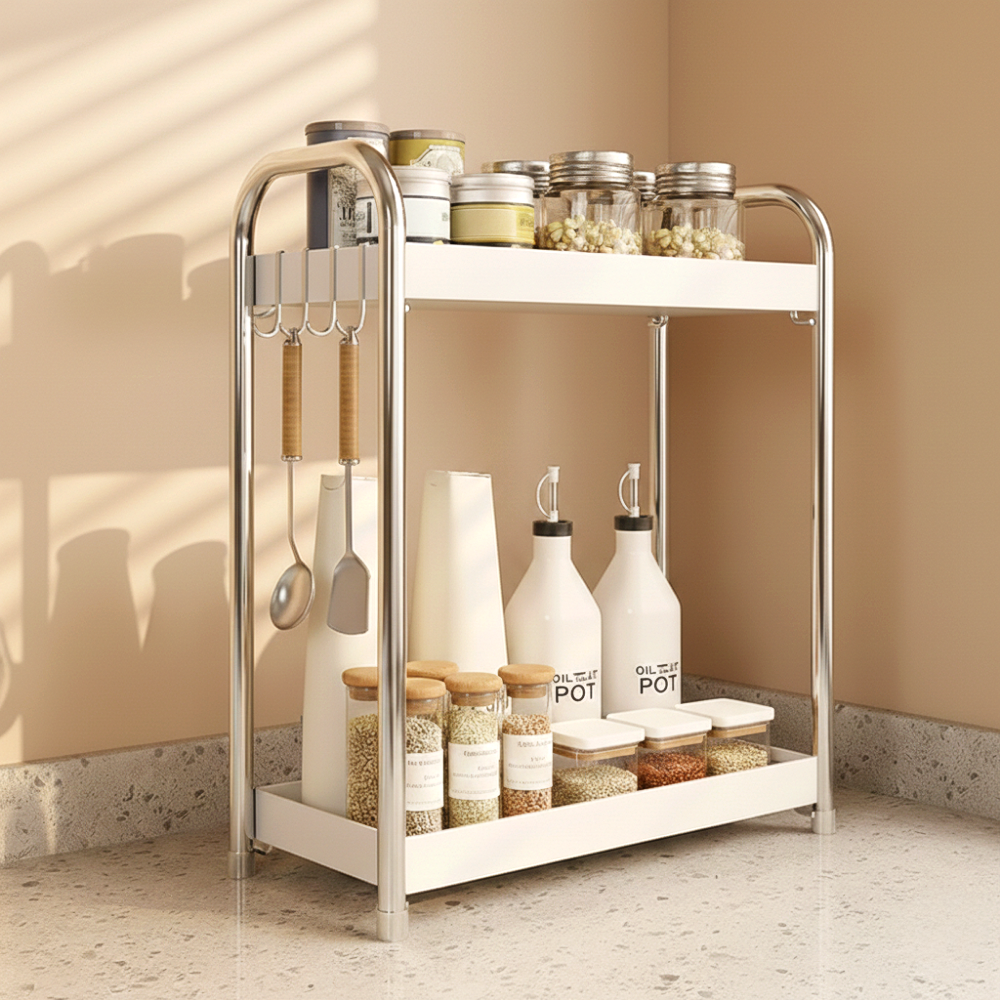 슈레보 주방 높은 2단 양념통 정리 선반, 화이트, 1개 19,600원