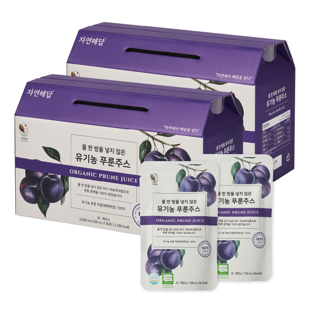 자연해답 유기농 푸룬 NFC 착즙액 주스 100%, 2개, 3L 67,640원