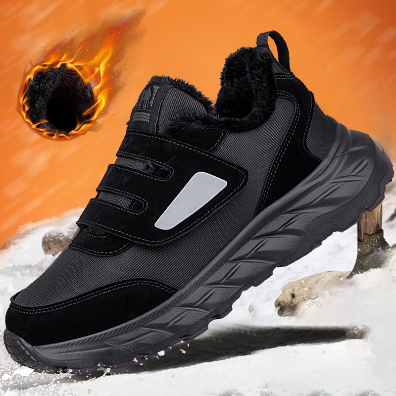 JUN ZUN 중년 어르신 방한화 남녀공용 기모 보온 워킹화 겨울 미끄럼방지 벨크로 부드러운 가죽 실버 운동화 A8210 19,900원