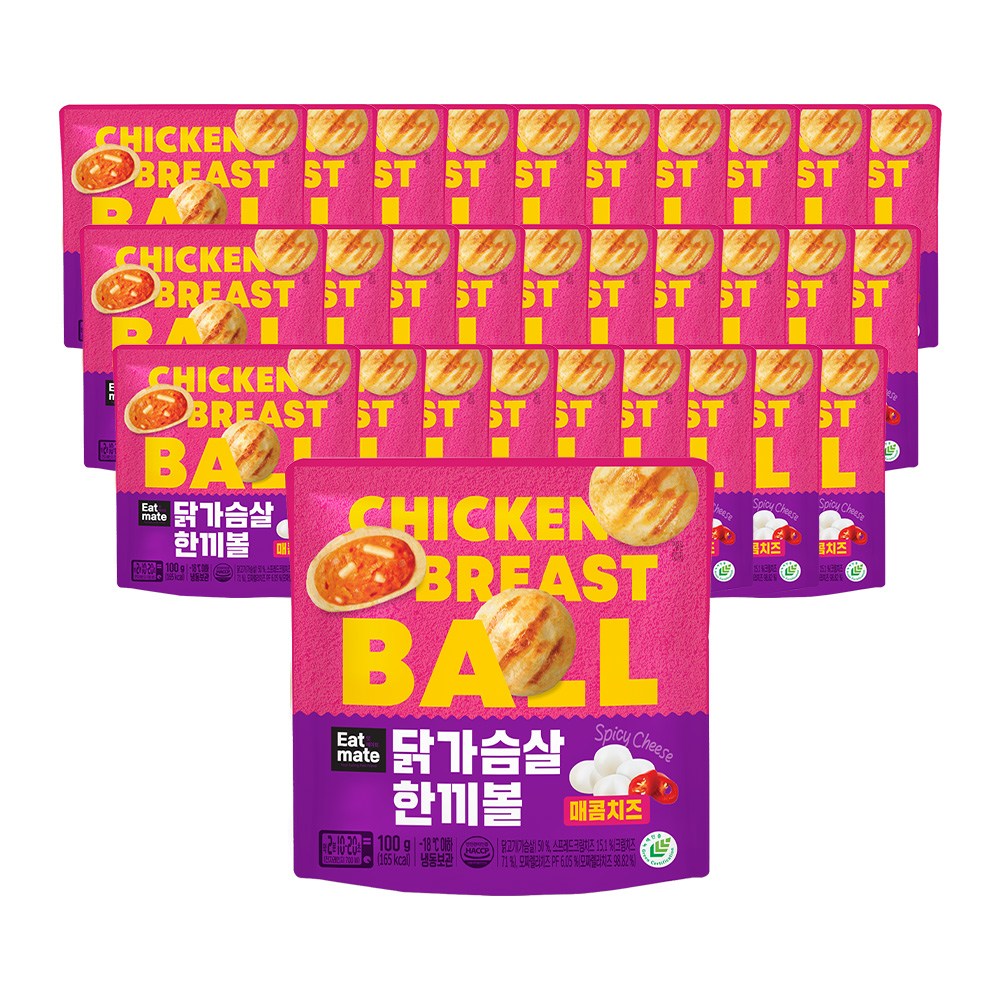 [랭킹닭컴] 잇메이트 닭가슴살 한끼볼 매콤치즈, 30개, 100g 59,700원