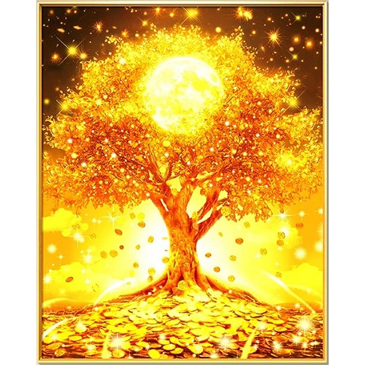 씨엘 보석십자수 개인소장용(작품용), 집들이 고급선물, 격이 다른 원터치 프리미엄액자 40*50cm 부엉이 해바라기, KS019-달을품은 황금수, 1개 48,800원