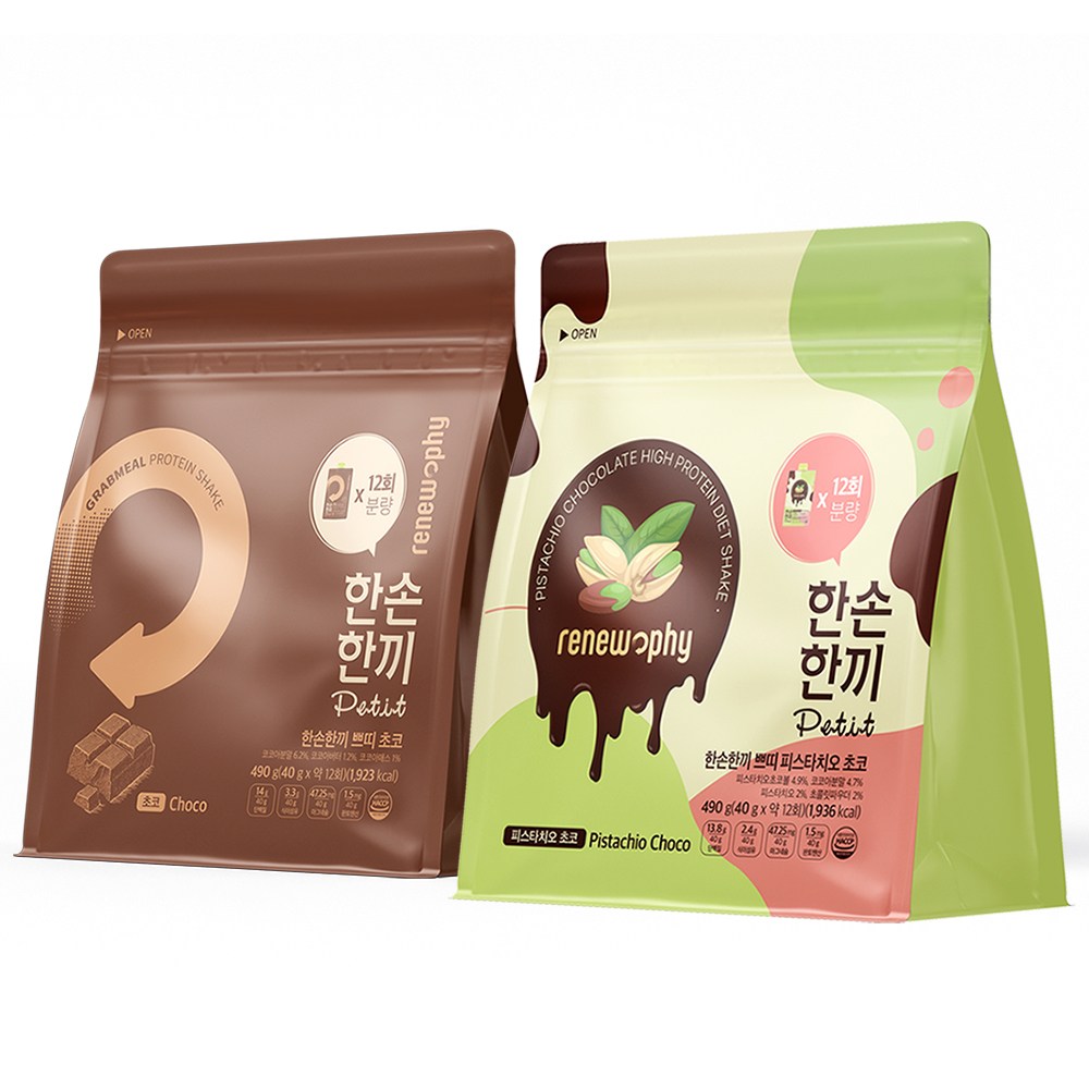 한손한끼 단백질 쉐이크 대용량 초코맛 1개 + 피스타치오 초코맛 1개 59,800원