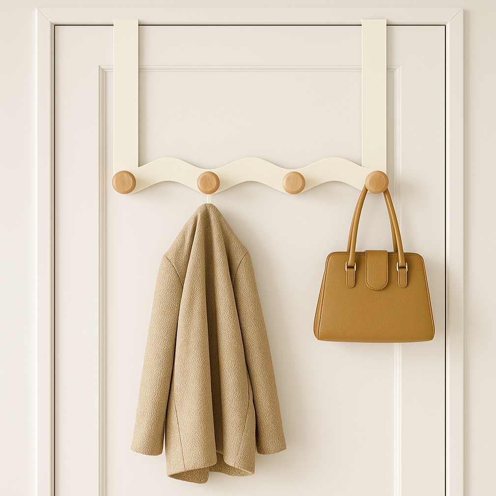 하스몰 웨이브 우드감성 옷걸이 도어 행거 후크, 4구, 1개, 화이트4구 13,200원