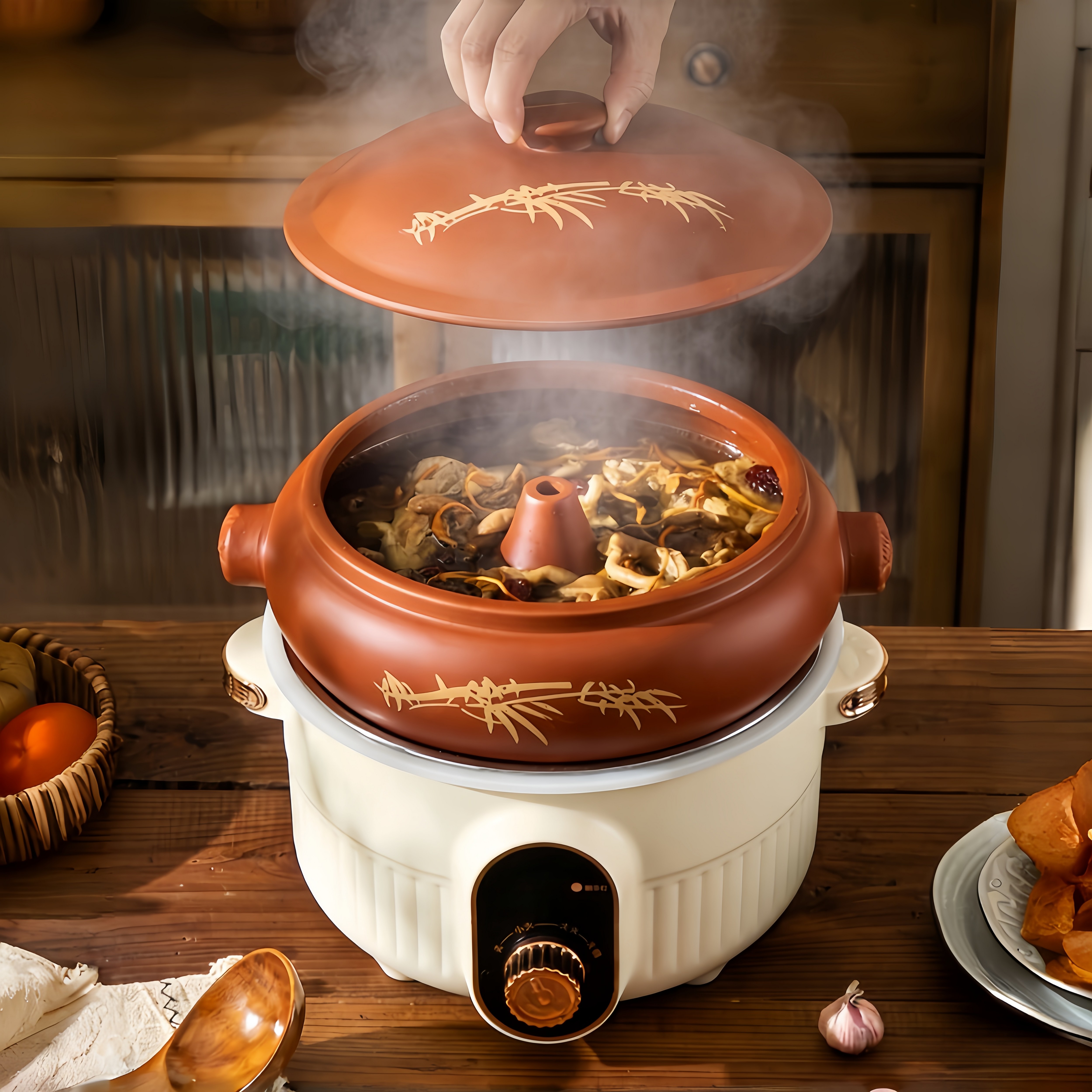 Mochae 전기 뚝배기 다기능 찜기 쿠커 겸용 전골 가정용 대용량, 1500ml+스마트냄비 75,960원