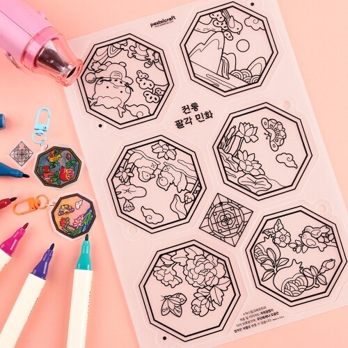 전통 팔각 민화 인쇄 슈링클 플라스틱 마술종이, 단일색상, 1개 1,300원