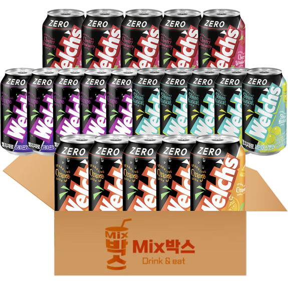 [믹스박스] 웰치스 제로 (포도, 샤인머스캣, 체리, 오렌지) 4종 세트, 20개입, 1세트, 355ml 22,900원