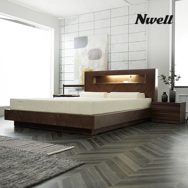 느웰베드 에이든 월넛 천연라텍스 침대 킹 매트리스 포함, 크림베이지 984,000원