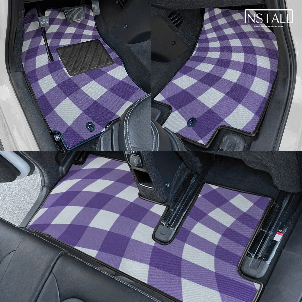 레이/더뉴 레이(가솔린.EV) 뉴 코일매트 체크 디자인 카매트, 퍼플, 레이(가솔린) 129,000원