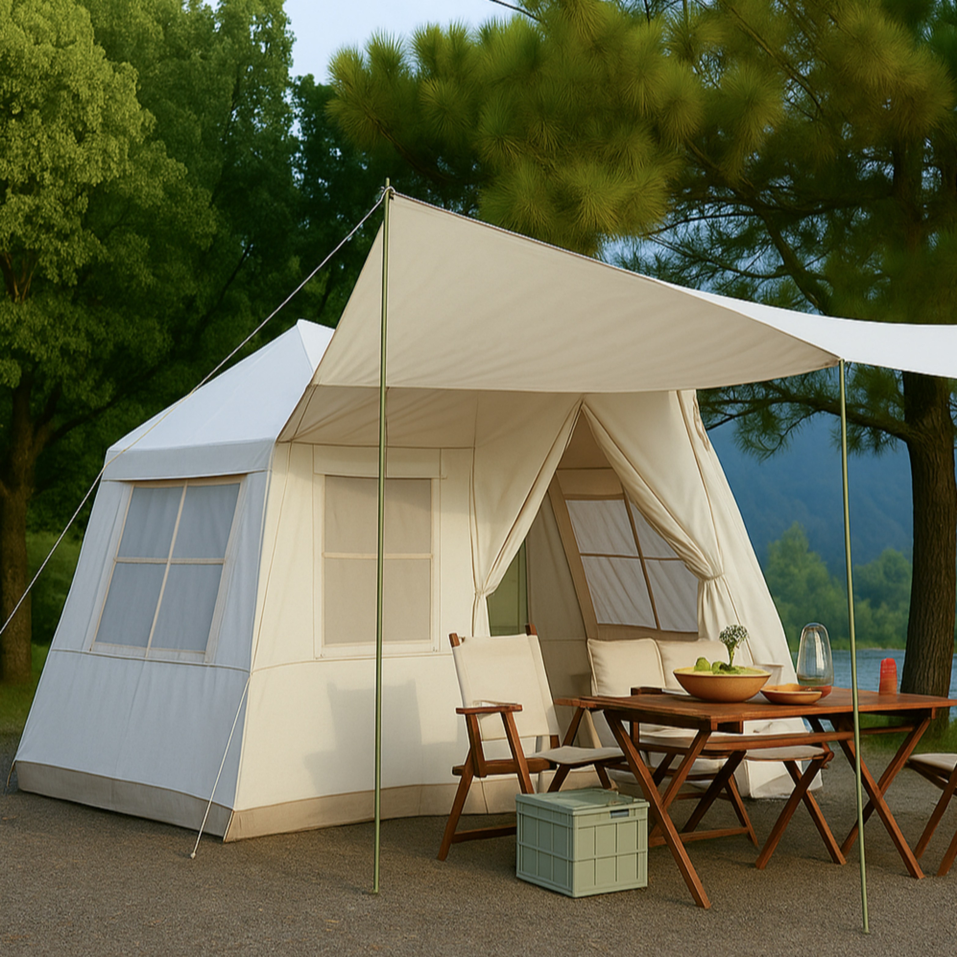 캠프텐버 하늘창문 감성 사계절 원터치 에어텐트, 4-5인용 (2.6m x 2.2m x 1.6m) 199,900원