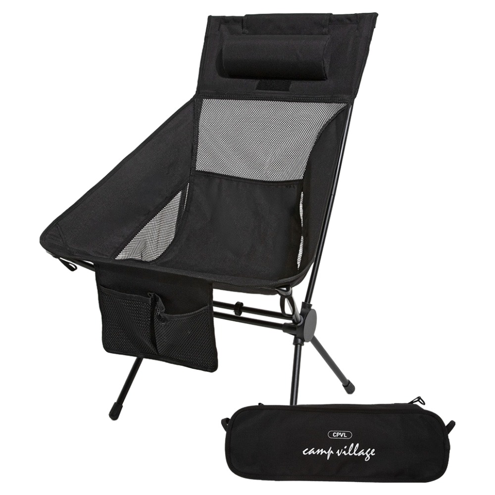캠프빌리지 휴대용 캠핑 하이백 슈퍼와이드 접이식 릴렉스 경량 캠핑체어 + 전용 보관가방 세트, 1세트, 그란데 블랙 49,900원