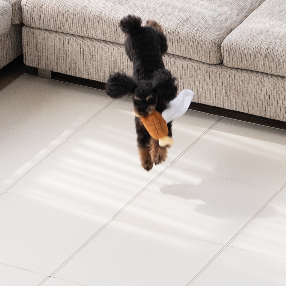 이리로 강아지 슬개골탈구예방 미끄럼방지 방수 애견 접이식 타일 매트, 앞면 아몬드밀크 / 뒷면 그레이, 1개 67,200원