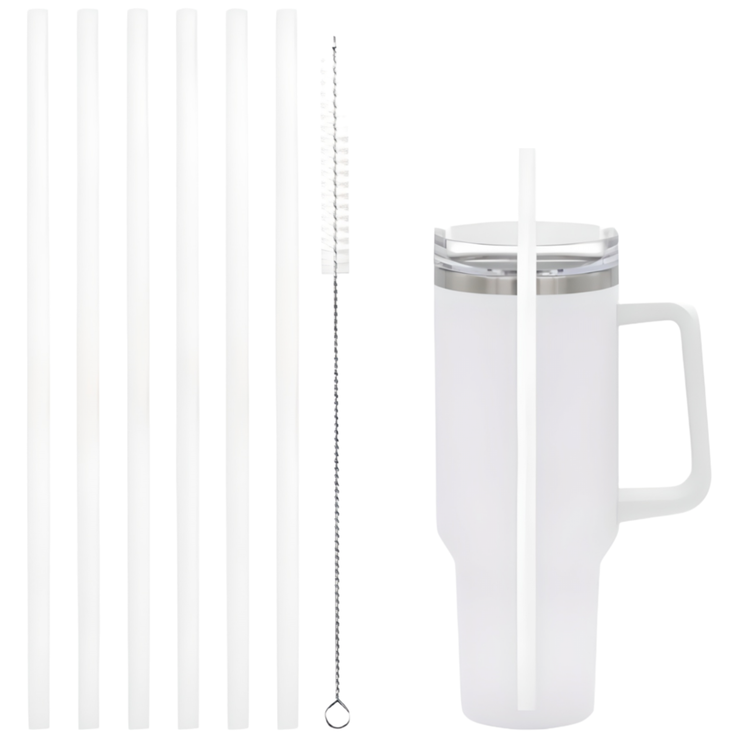 [텀블릿] 스탠리 스타벅스 887ml 1.18L 텀블러 호환 내열 화이트 빨대 세척솔 세트, 1세트, 6개 5,400원