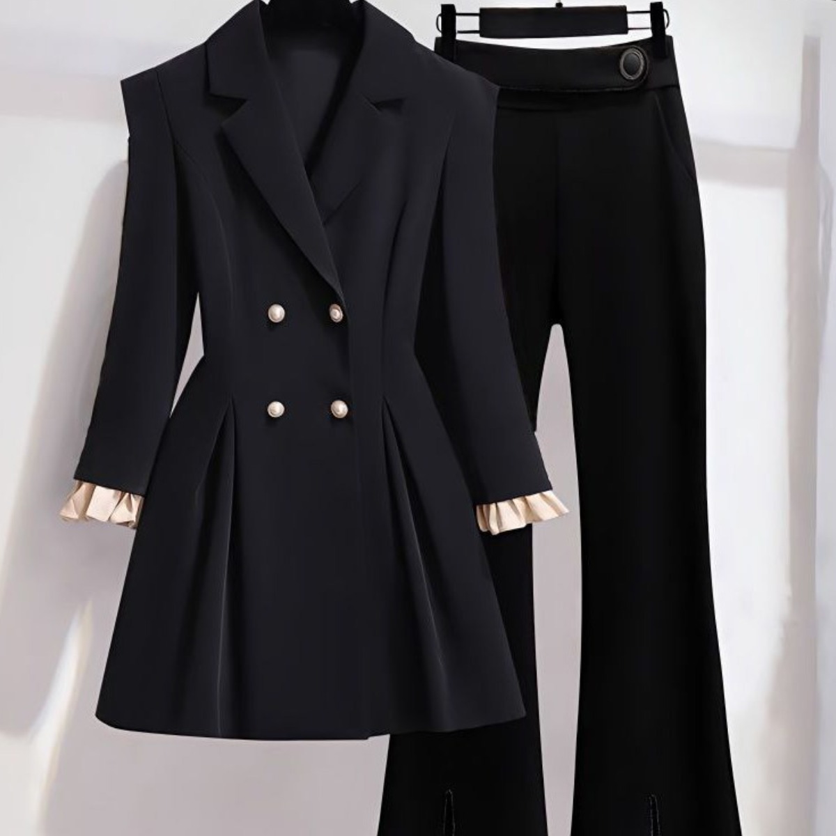 웨일쓰 빅사이즈 정장 바지세트 봄가을 슬림핏 오피스룩 여성 정장 투피스 31,600원