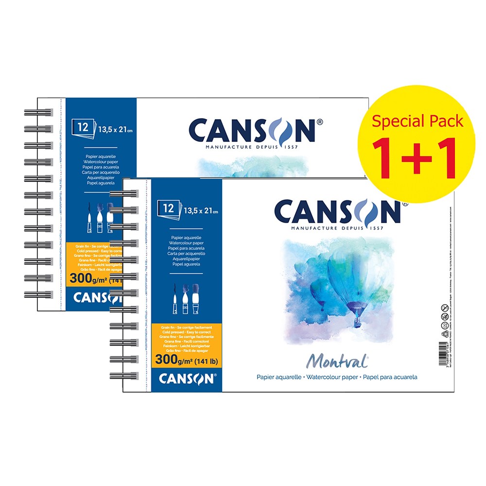 캔손 몽발 수채 스프링 패드 스케치북 (1+1) 300g 13.5x21cm, 1개 7,300원