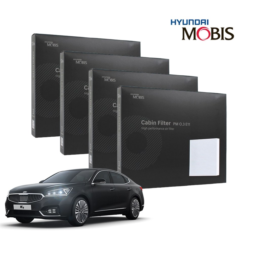 현대모비스 정품 프리미엄 에어컨필터 2년분 4개입 1세대 K7 전용 2009년~2016년식 적용, 4개 49,900원
