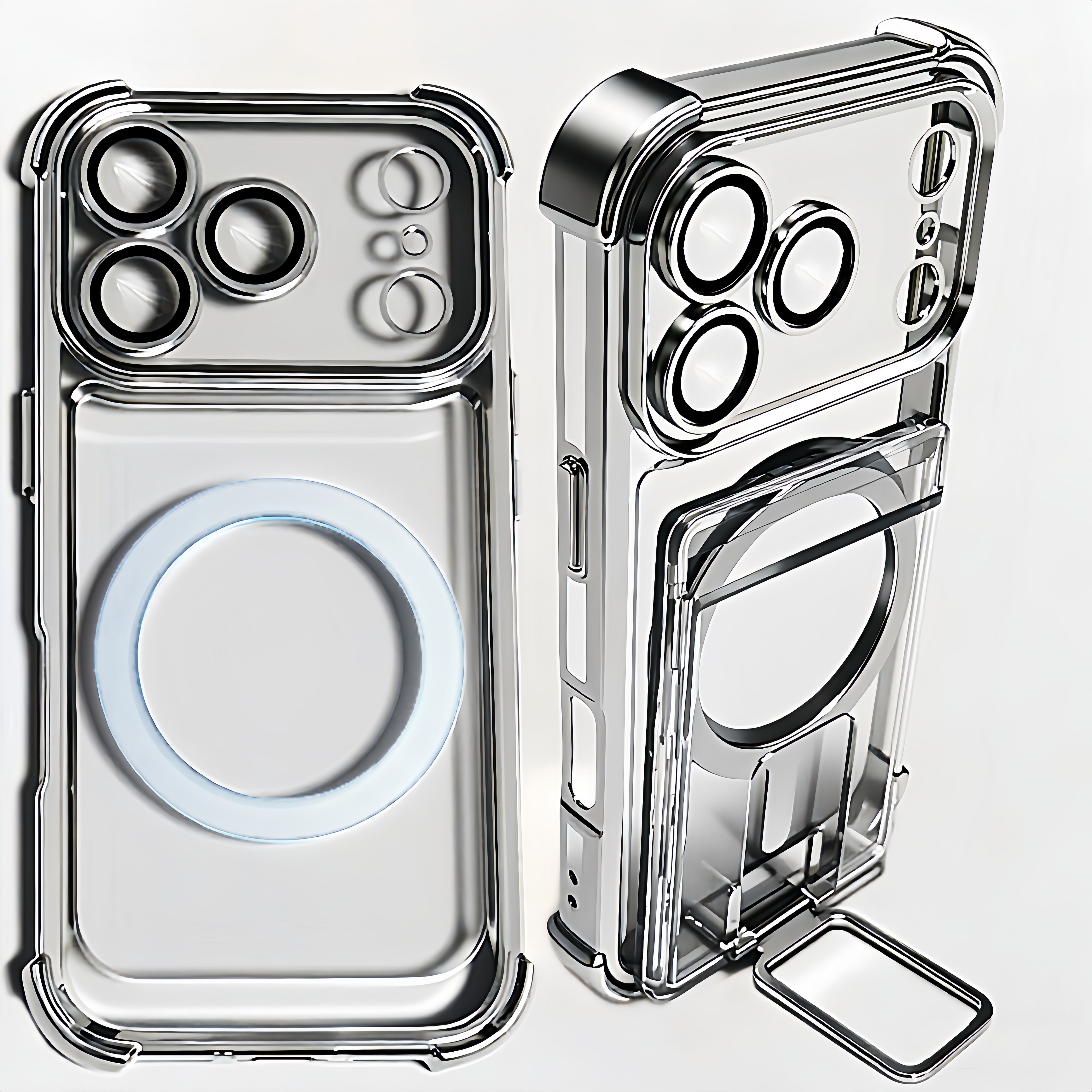 적용 아이폰 맥세이프 휴대폰 케이스 렌즈 보호 일체형  + 2장 수납 카드지갑 스탠드 거치대 케이스XIPSJKKB88 19,500원