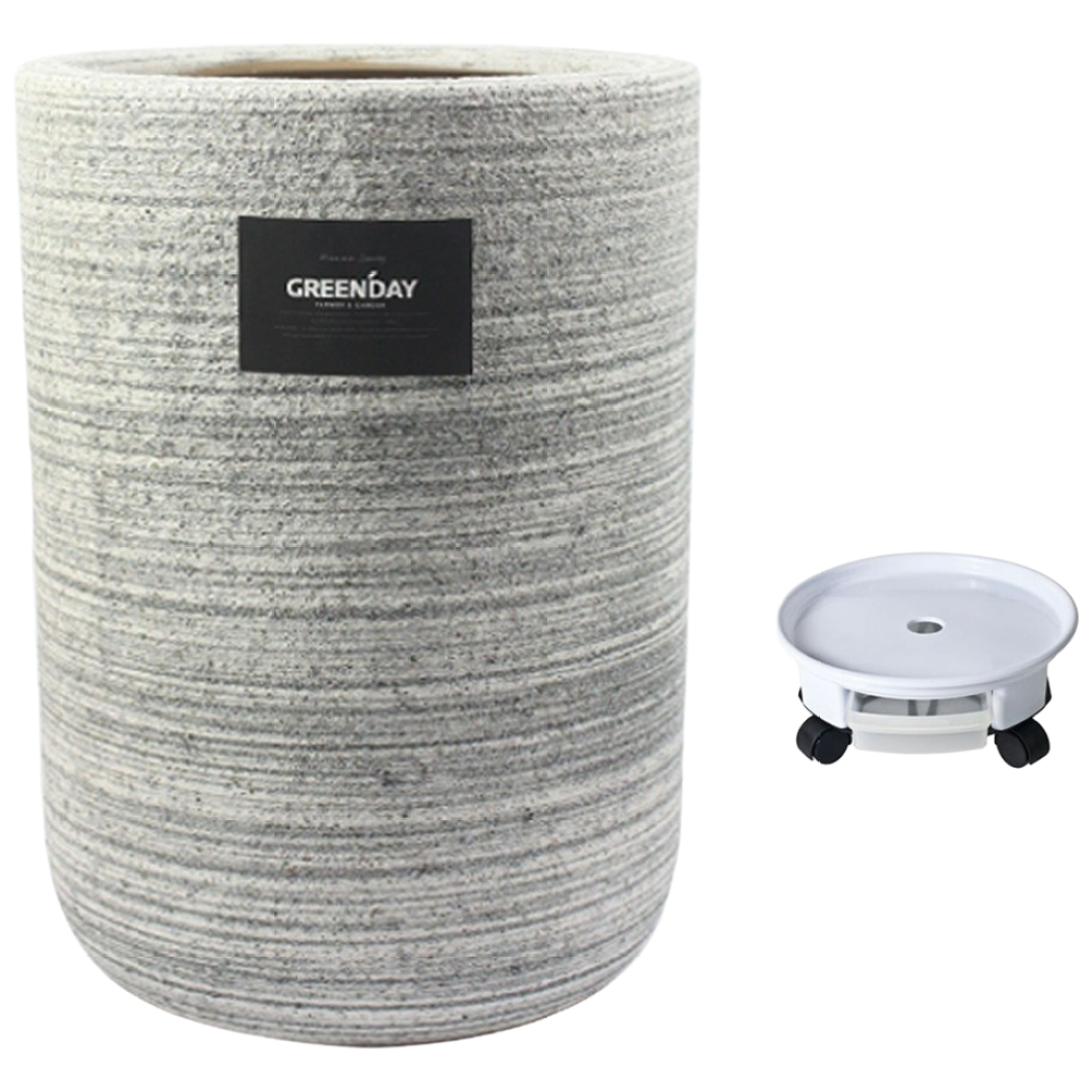 그린데이 도자기 롱 원통 화분 - 플랜테리어 공간 인테리어 분갈이 롱 디자인 대형 화분, 1개, 그레이라인 46,900원