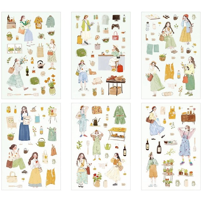 올리브파티 우리의계절 소녀 인물 빈티지 다꾸 감성 스티커 6매 세트 5,600원