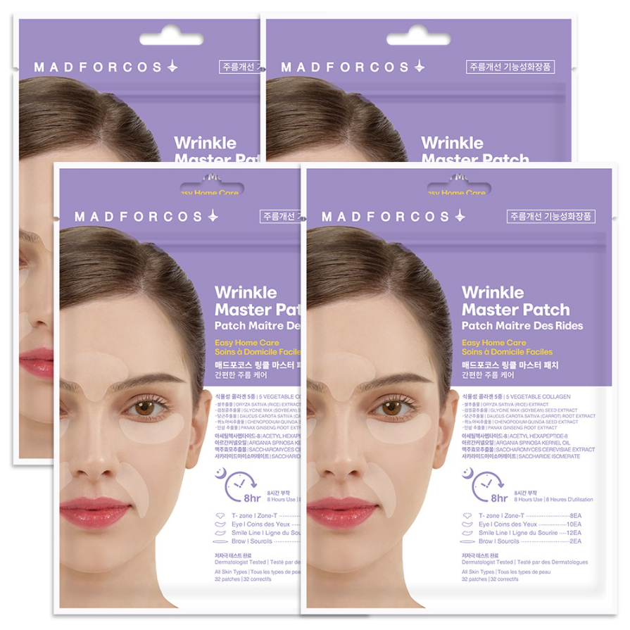 매드포코스 잔주름관리 홈케어 링클마스터패치 1매 4종(36패치) 미간 팔자 눈가 이마 주름케어, 32개입, 4개 29,600원
