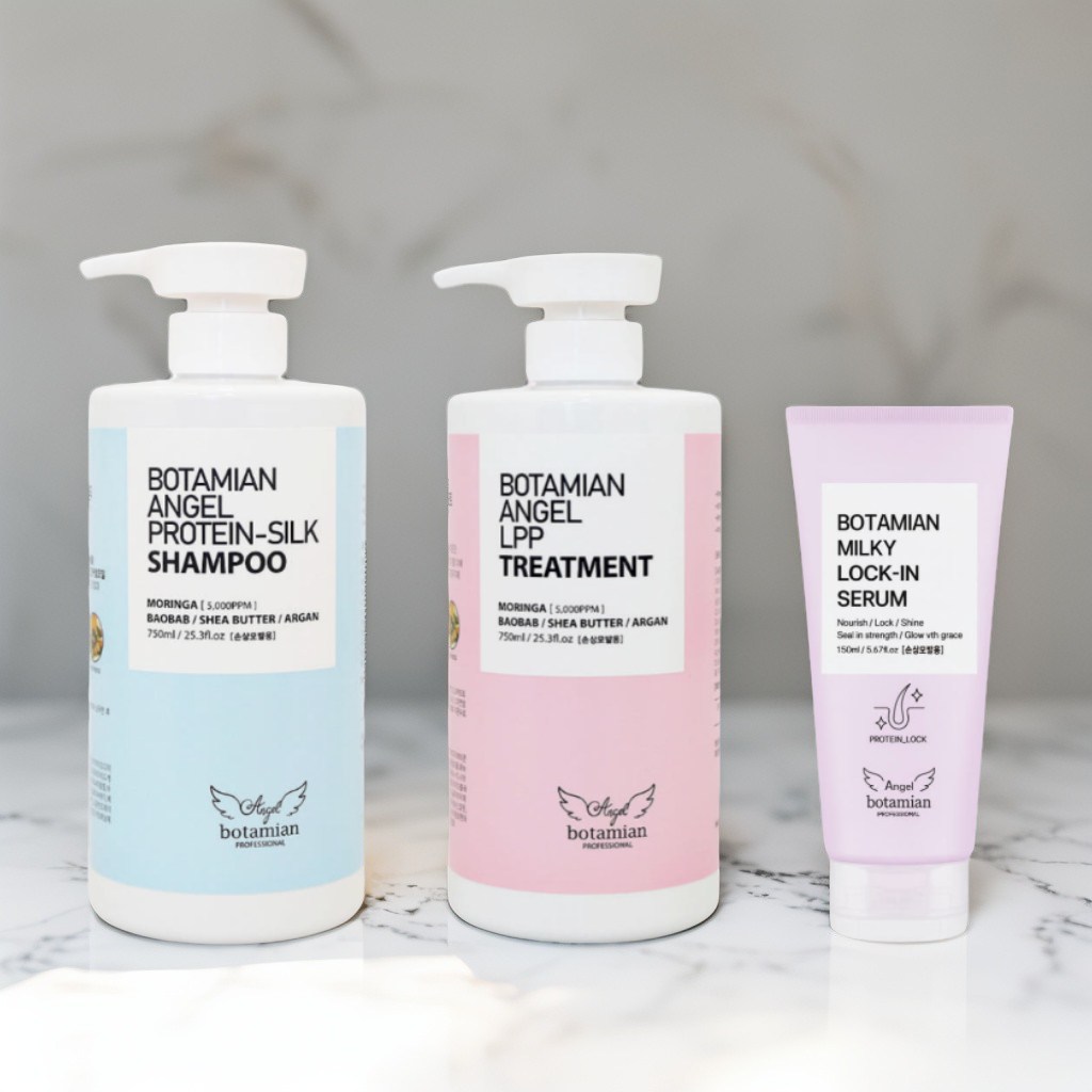 botamian 보타미안엔젤 헤어케어 세트 [단백질샴푸 750ml + LPP트리트먼트 750ml + 밀키락인세럼 150ml] 88,000원
