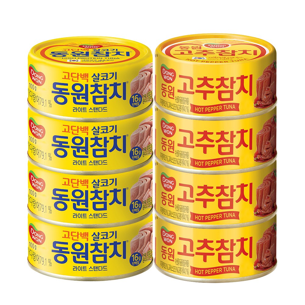 동원참치 라이트스탠다드 100g 4P + 고추참치 100g 4P 20,800원