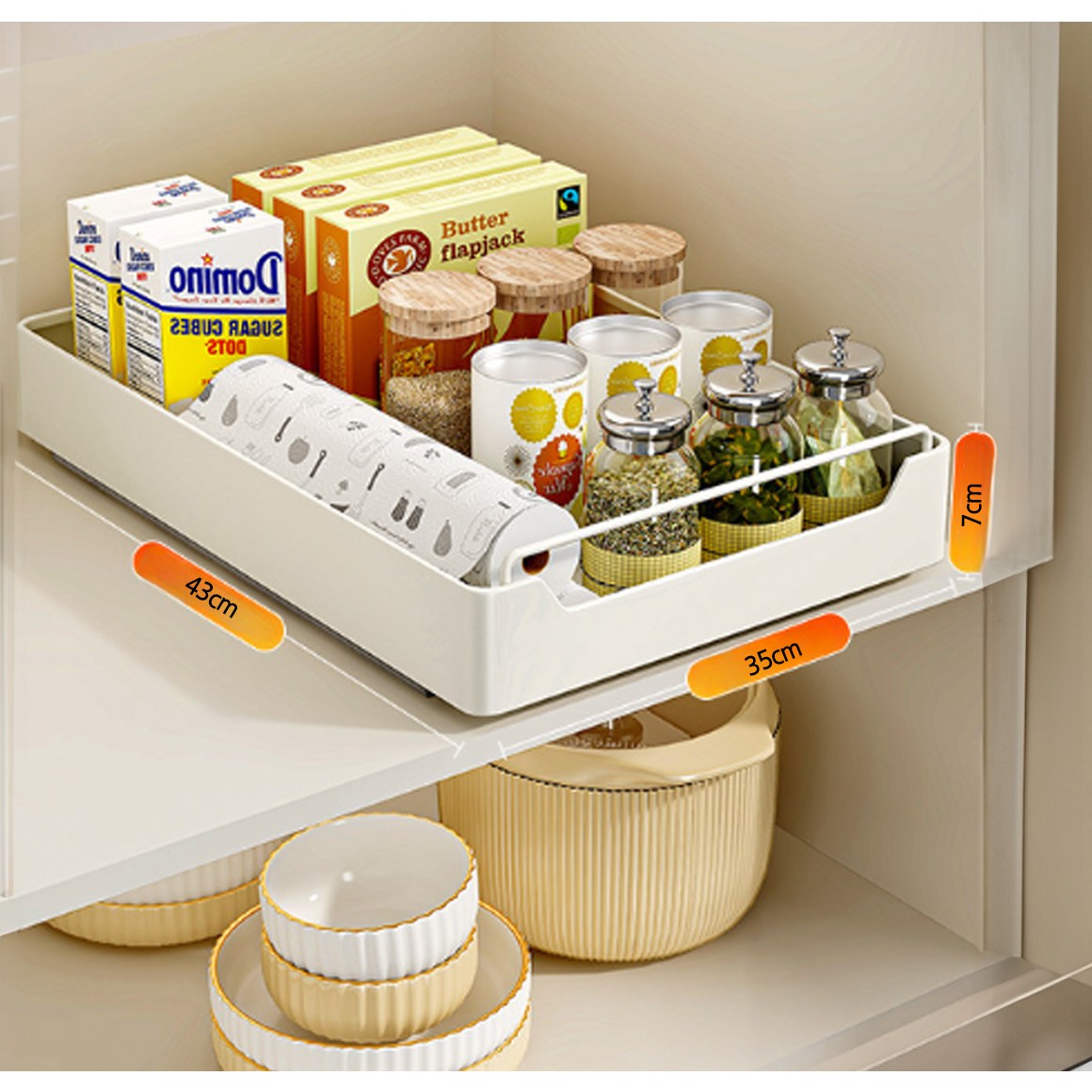 EMPIRE 씽크대 하부장 무타공 접착식 레일 수납장 슬라이딩 선반 정리대 19,500원