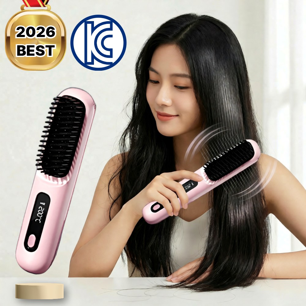 비바영 음이온케어 무선 매직브러쉬 헤어스타일러 고데기 케라틴코팅, 러블리 핑크 28,280원