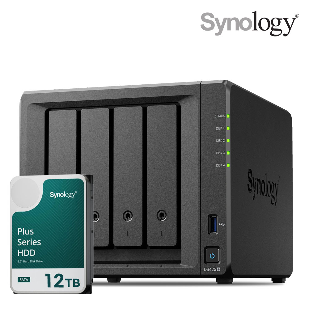 [ 시놀로지 공식총판 ] 시놀로지 나스 DS425+4bay [12TB]HAT3310-12TBX1EA 합본 기업용 NAS 1,477,000원