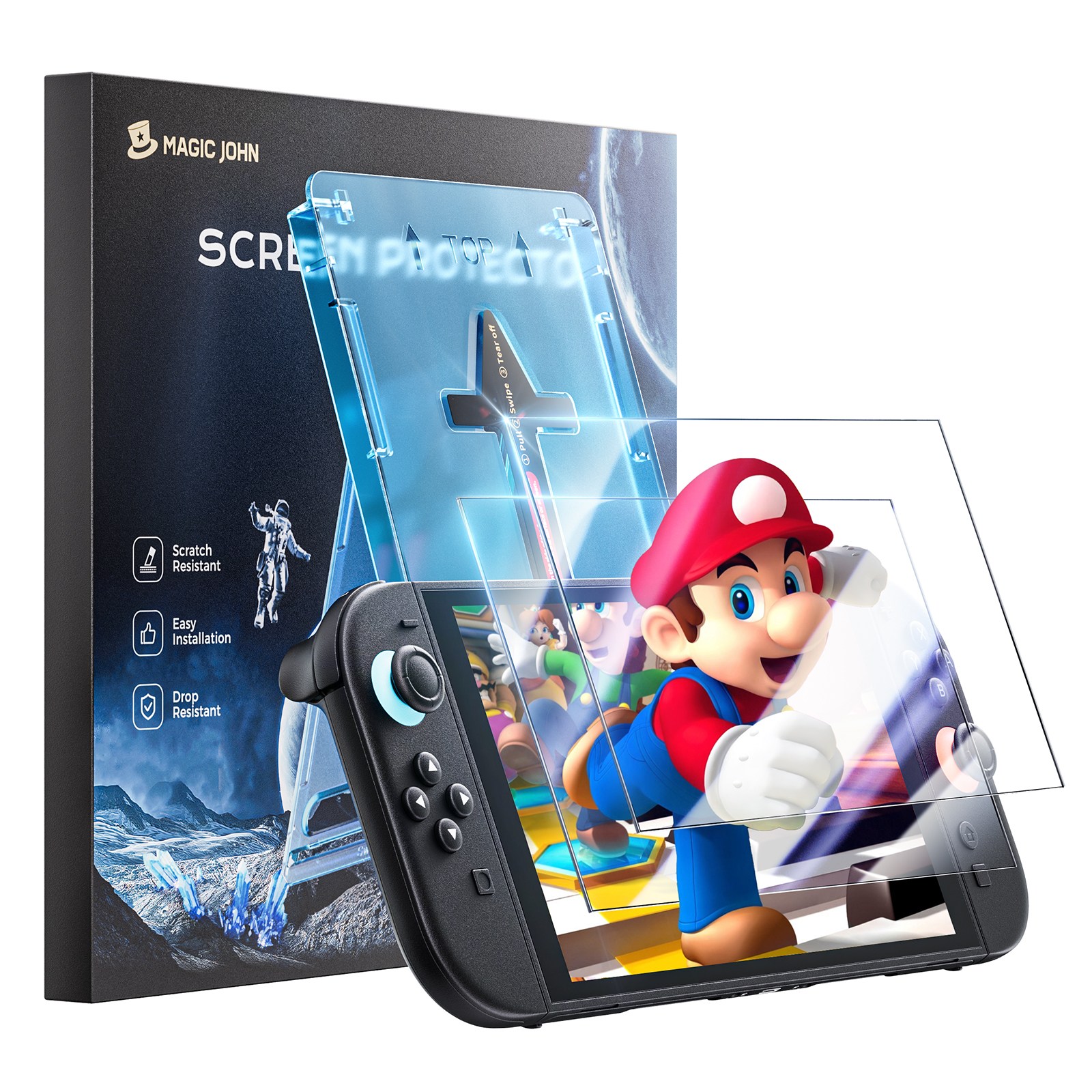 MAGIC JOHN 매직존 닌텐도 스위치2 액정보호필름 2매입 고화질 강화유리 지문방지 먼지제거 풀커버+부착키트, 1세트, 투명, 스위치 2 , 2매입 29,980원