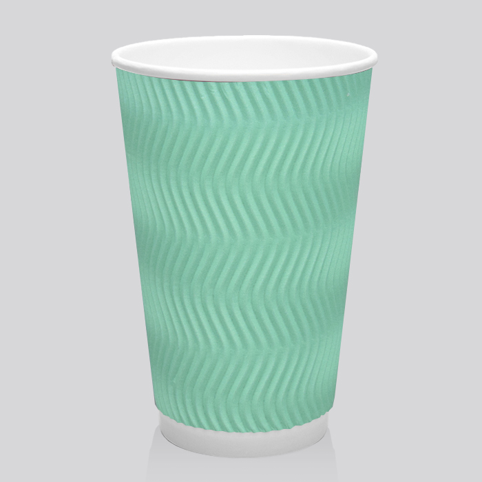 [실속형] 3중 단열 종이컵 웨이브 민트 16oz 500개, 단품 44,250원